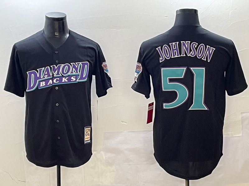 Men Arizona Diamondback #51 Johnson Black Throwback Game 2025 Nike MLB Jersey style 1->arizona diamondback->MLB Jersey